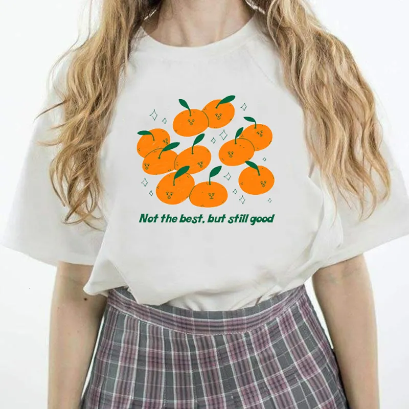 Kvinnors t-shirt inte de men ändå bra apelsinerna grafiska tee koreanska mode kawaii söta kvinnor tjej t shirt tumblr roliga hipster sommartoppar