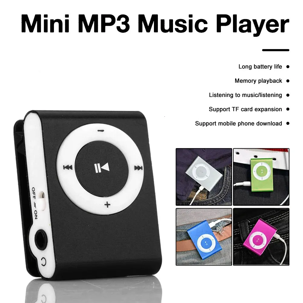 MP3 MP4 Player Portable Mini Mirror Clip Mp3 Player Outdoor Sport Music Player USB Naładowane media Walkman for Student Children Prezenty 231123