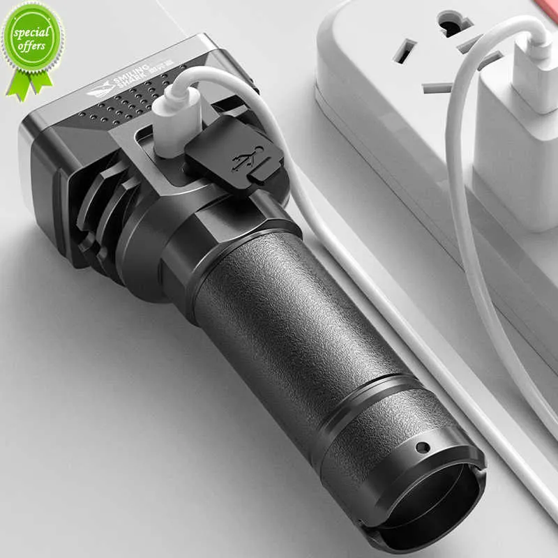 Mini lampe de poche à lumière forte extérieure 6 LED en alliage d'aluminium torche rechargeable étanche conduite pêche lampes de poche d'urgence