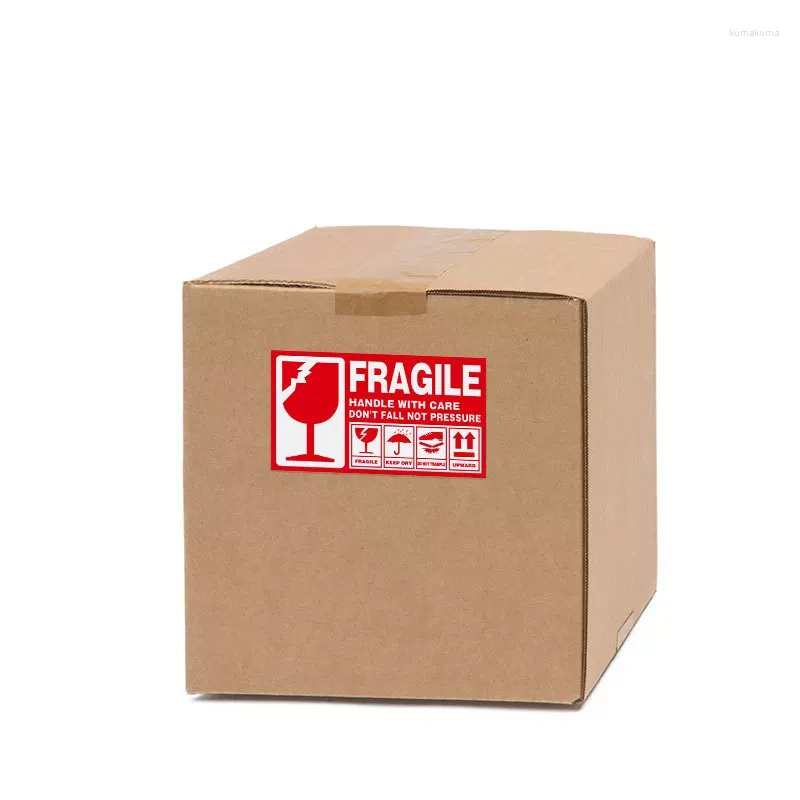 Presentförpackning bräcklig varningsetikett Klistermärke Logistik Tillbehör Farskylthandtag med vård Keep Express -lim