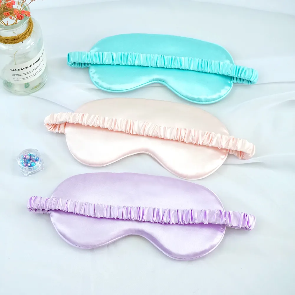 Masque pour les yeux bandeau en soie personnalisé doux à la mode masque pour les yeux de sommeil en soie de voyage confortable avec bande de sangle élastique pour dormir 100 pièces