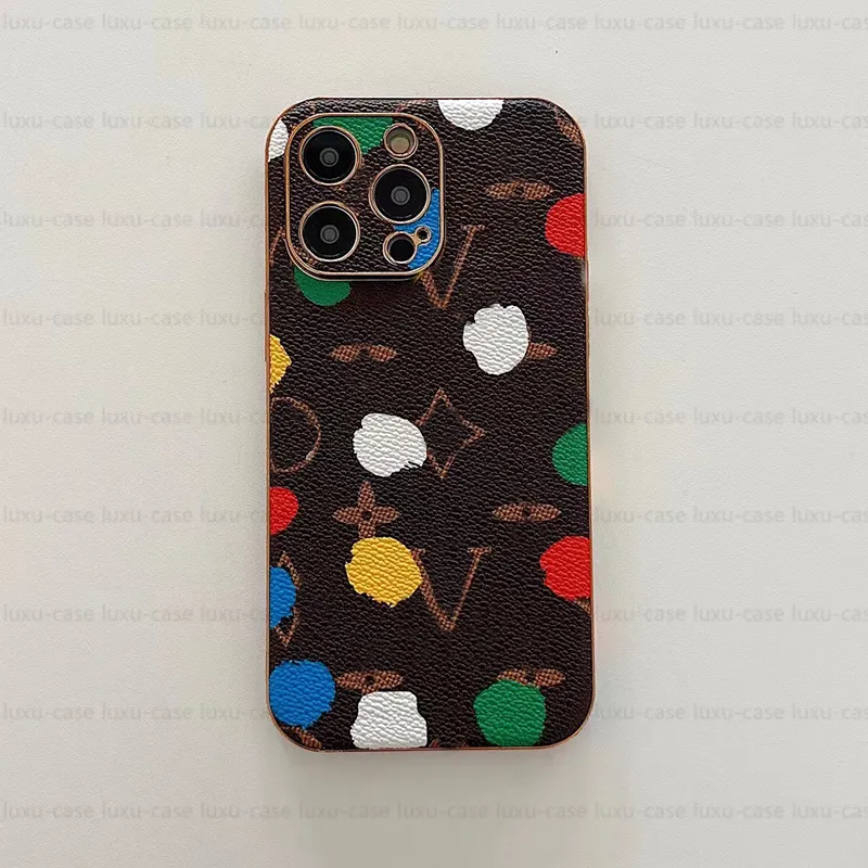 Polka Dot電話ケースLuxury Designer Phonecase for iPhone 14 Pro Max 14Plus 11 12 13 Pro Max Case電気めっきレザー携帯電話カバー