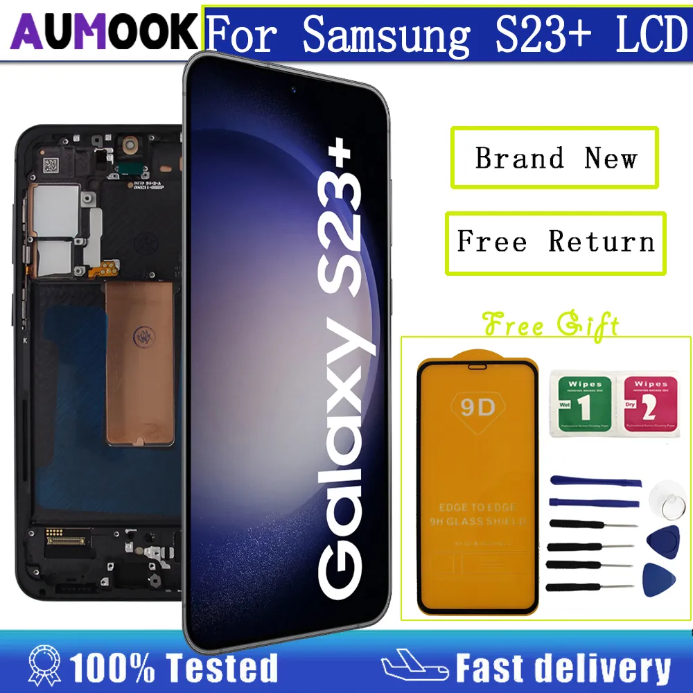 6.6 "OLED för Samsung Galaxy S23+ LCD Display SM-S916B/DS SM-S916W SM-S916N SM-S916E/DS Pekskärm Digitizer Bytesdelar för Samsung S23+ Display Digitizer Assembly