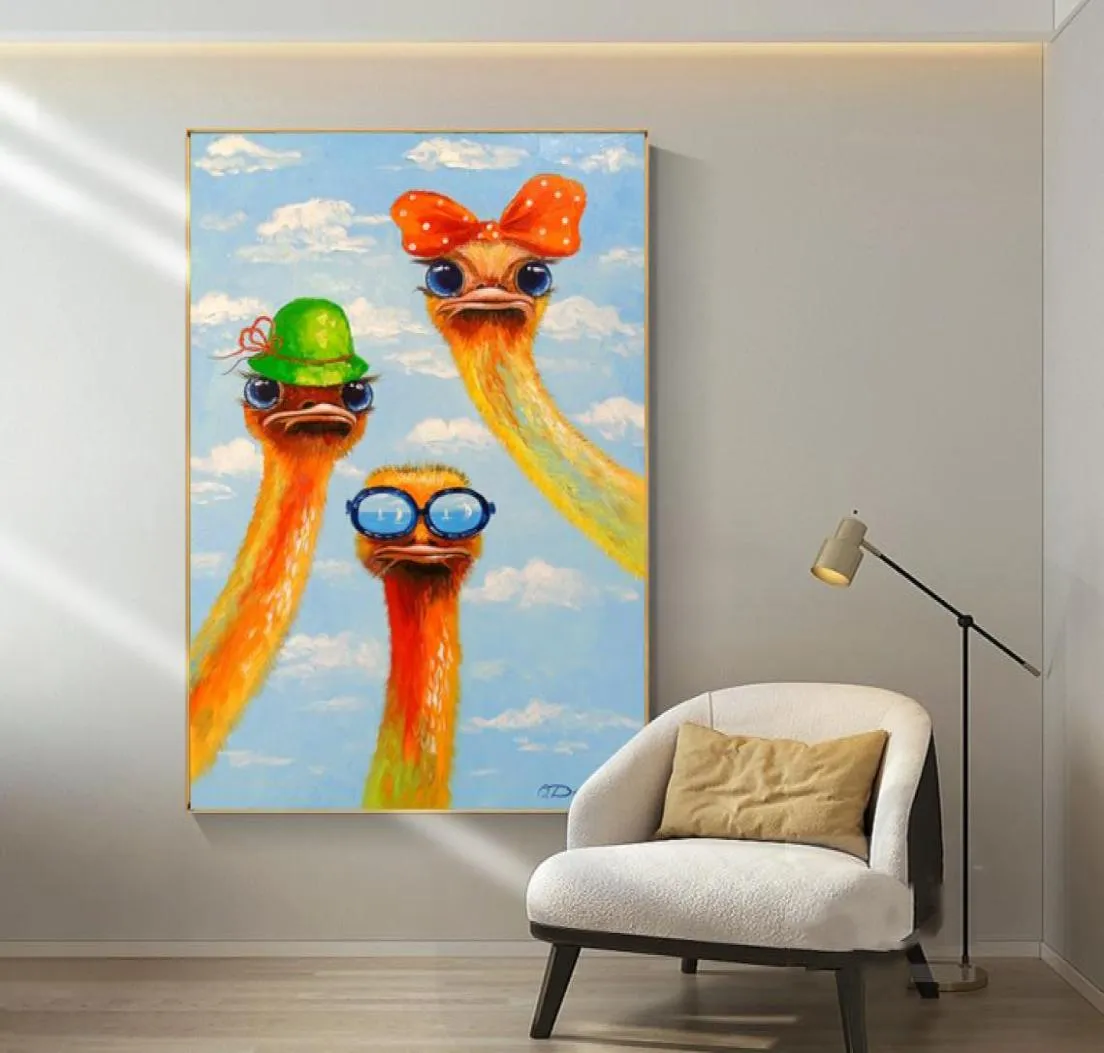 Colorful Bird Posters Canvas Prints Modern Home Decor Ostrich Pictures Wall Art Pictures For Living Room Graffiti Street Art1488517