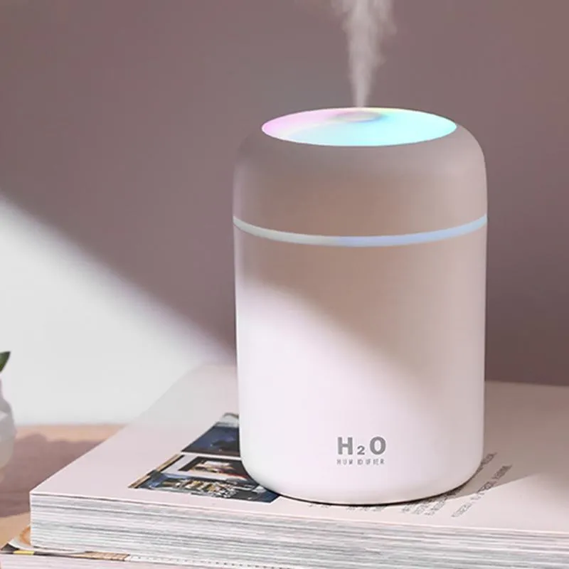 Mini Humidifier 300ml Bedroom Office Living Room Portable Low Noise Diffuser Atmosphere Light Mist Sprayer Aroma Diffuser