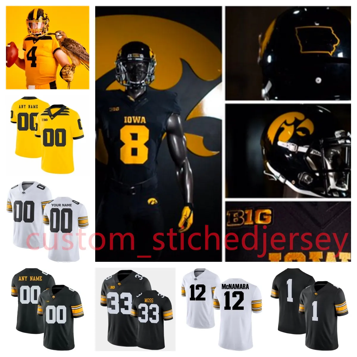 Jermari Harris Carter Erickson Iowa Hawkeyes Fußballtrikot TJ Hall Kaden Wetjen Alec Wick Jackson Frericks Andrew Lentsch Addison Ostrenga Johnny Pascuzzi Iowa