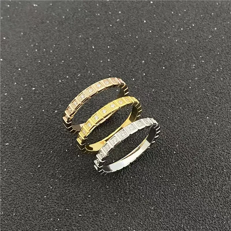 designer ring gold Ring Plaed 18k Rose Gold Opening Inlaid With Diamond Half Wedding Anniversary for women designer jewelry