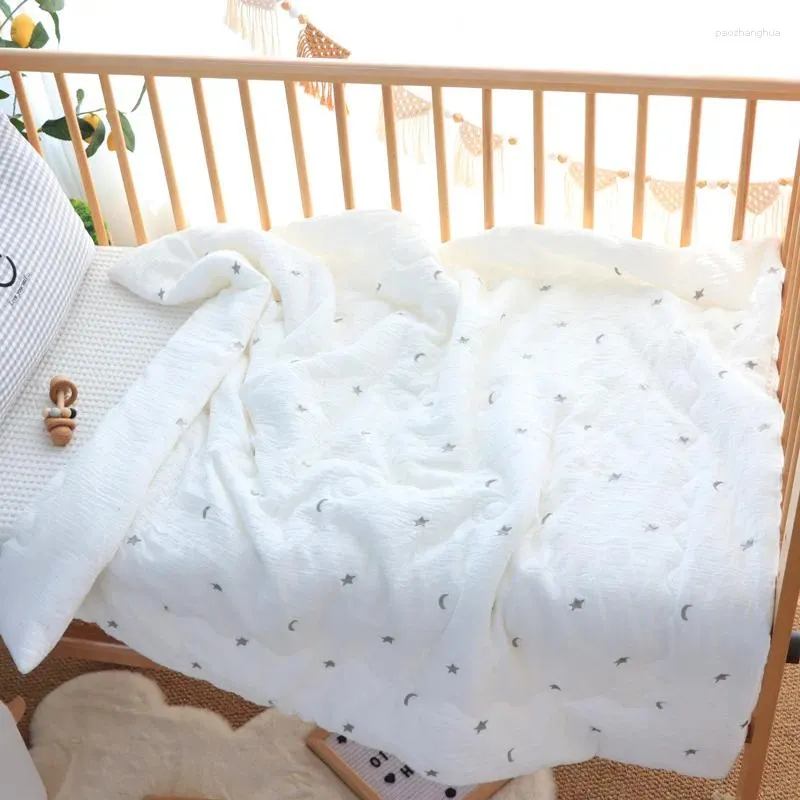 Winter Quilted Muslin Cotton Embroidered Star Bear Baby Blanket