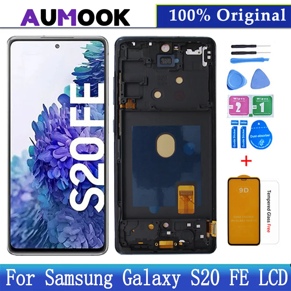 Origineel AMOLED-display voor Samsung Galaxy S20FE 4G 5G LCD-scherm touchscreen montage voor Samsung S20 FE SM-G780F/DSM SM-G781B/DS SM-G781U vervangende onderdelen