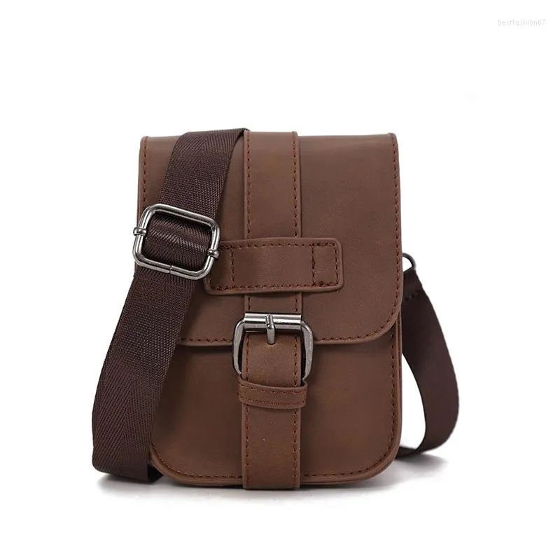 Bolsa de cintura Bolsa casual masculina Pequena Pu Couro ao ar livre Desgaste Crossbody Mini