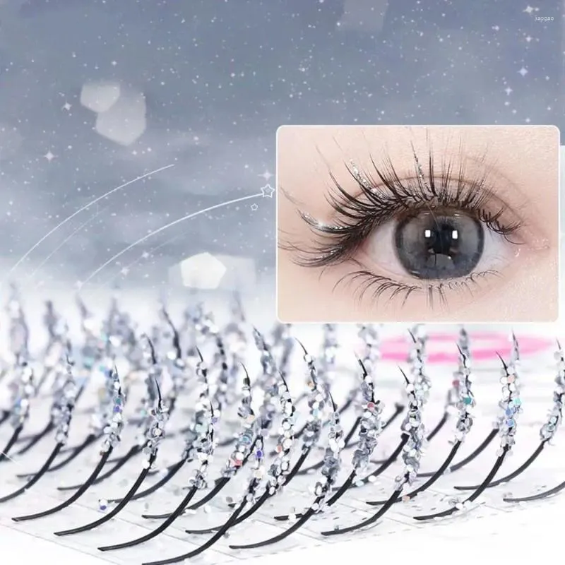 False Eyelashes Makeup Tool Eyelash Extension Silver Color With Diamond Individual Lashes Glitter Shiny DIY Ladies