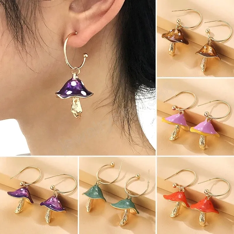 Mignon champignon pendentif boucles d'oreilles pendantes pour femmes filles créatif coloré boucles d'oreilles quotidien fête de mariage bijoux cadeaux