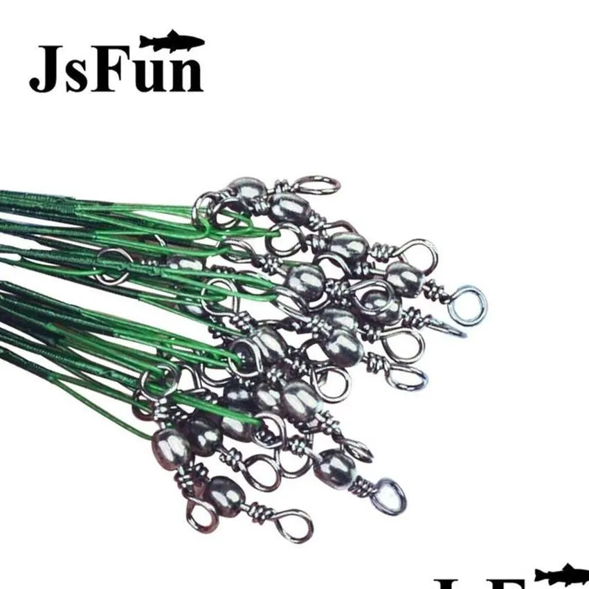 Fishing Leader Line Set - Braided Wire Trace with Swivels & Snaps ...