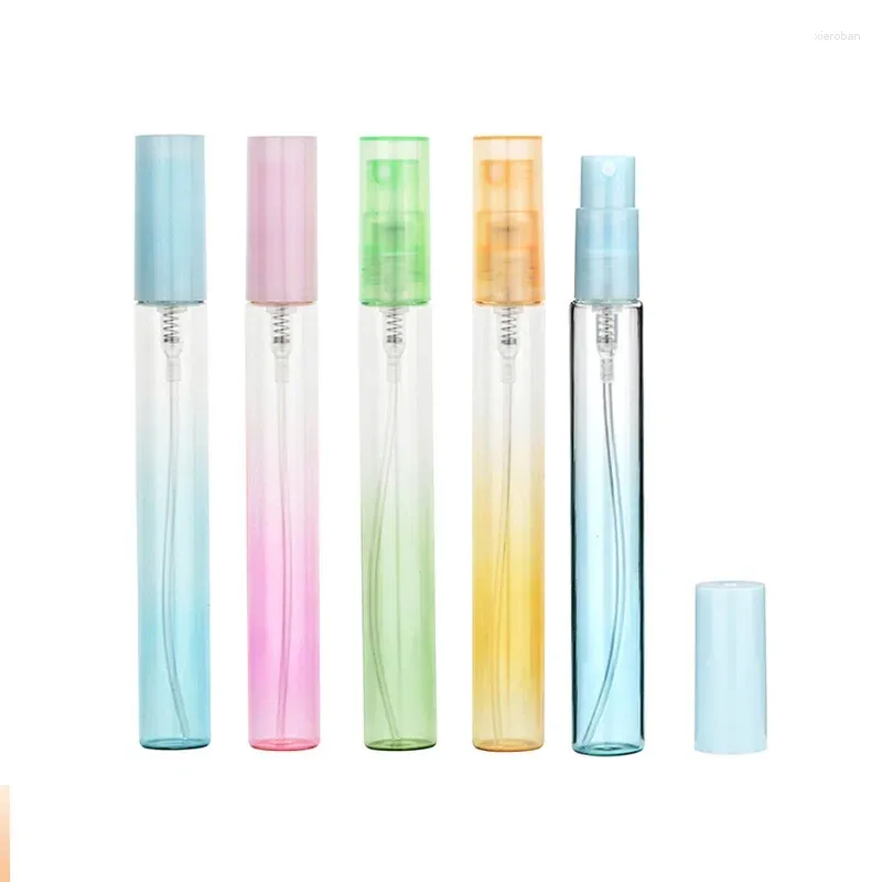 Bouteilles de stockage 50pcs Mini atomiseur de parfum vide flacons en verre dégradé coloré 10 ml emballage cosmétique échantillon parfum vaporisateur rechargeable