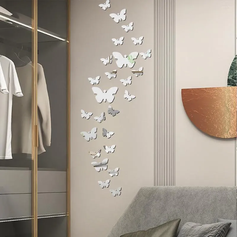 Adesivos de parede 25 pcs 3d Butterfly Mirror adesivo Decal