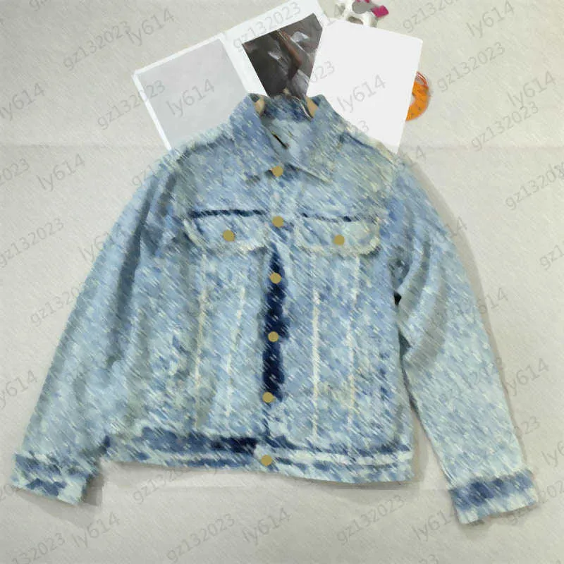 Designer Jacket Brand Classic Logo Jacquard Custom Button Lång ärm denim Jackets randig rå kant trim ficka design dropp axel smal ytterkläder kvinnors slitage