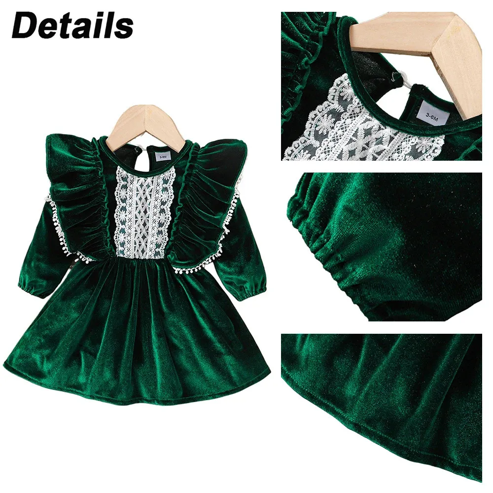 Girls Velvet Infant Dress 3-24 Months Solid Color Ruffled Long Sleeve  A-Line Toddler Dress from Dhgate Girl's Dresses - price 20.16