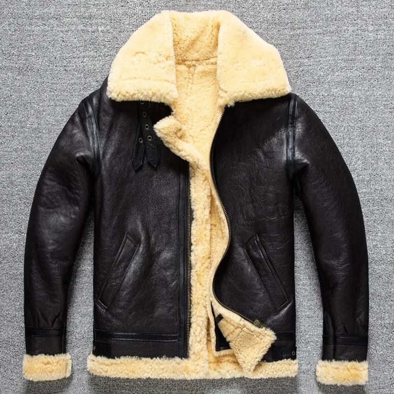 Hommes en cuir Faux 100 naturel véritable mâle veste de fourrure hommes hiver chaud épais manteau de laine qualité B3 tissu de peau de mouton grande taille Peles 231123