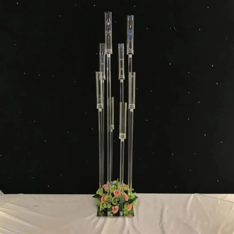 Candélabres en acrylique à 8 têtes, bras, bougeoirs, centre de Table de mariage, support de fleurs, candélabre, décoration de maison, 243b