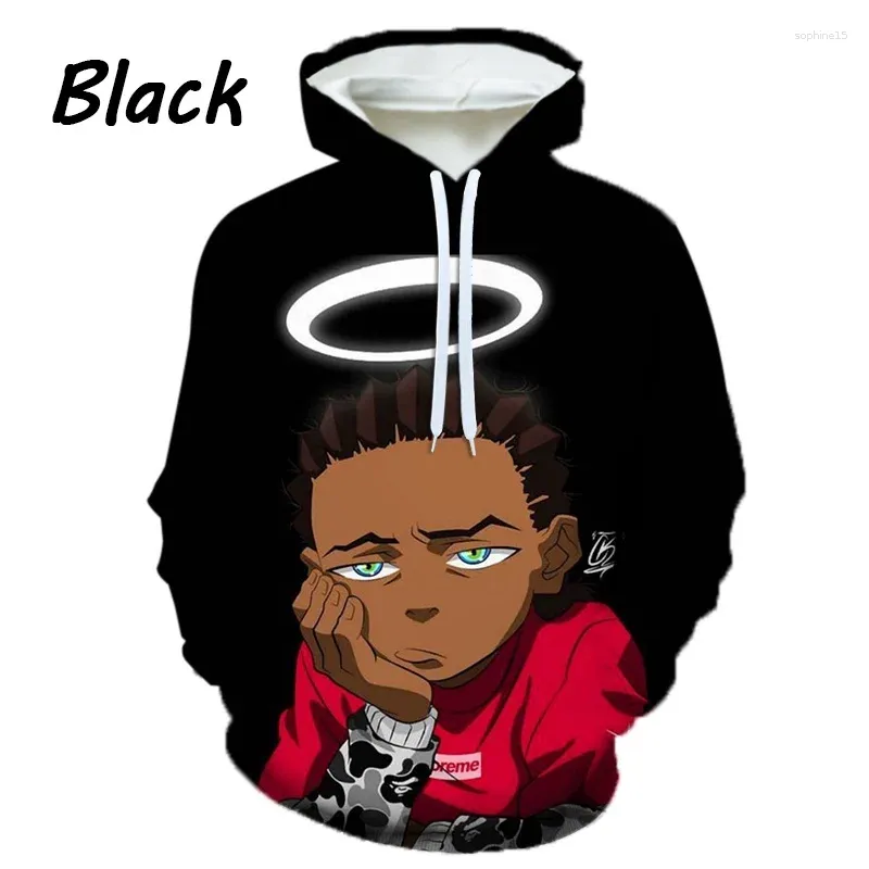 Męskie bluzy z kapturem zwykłe młodzież męskie/damskie bluza Boondocks 3D Printed Hoodie Fashion Anime Haruku Sweter 237