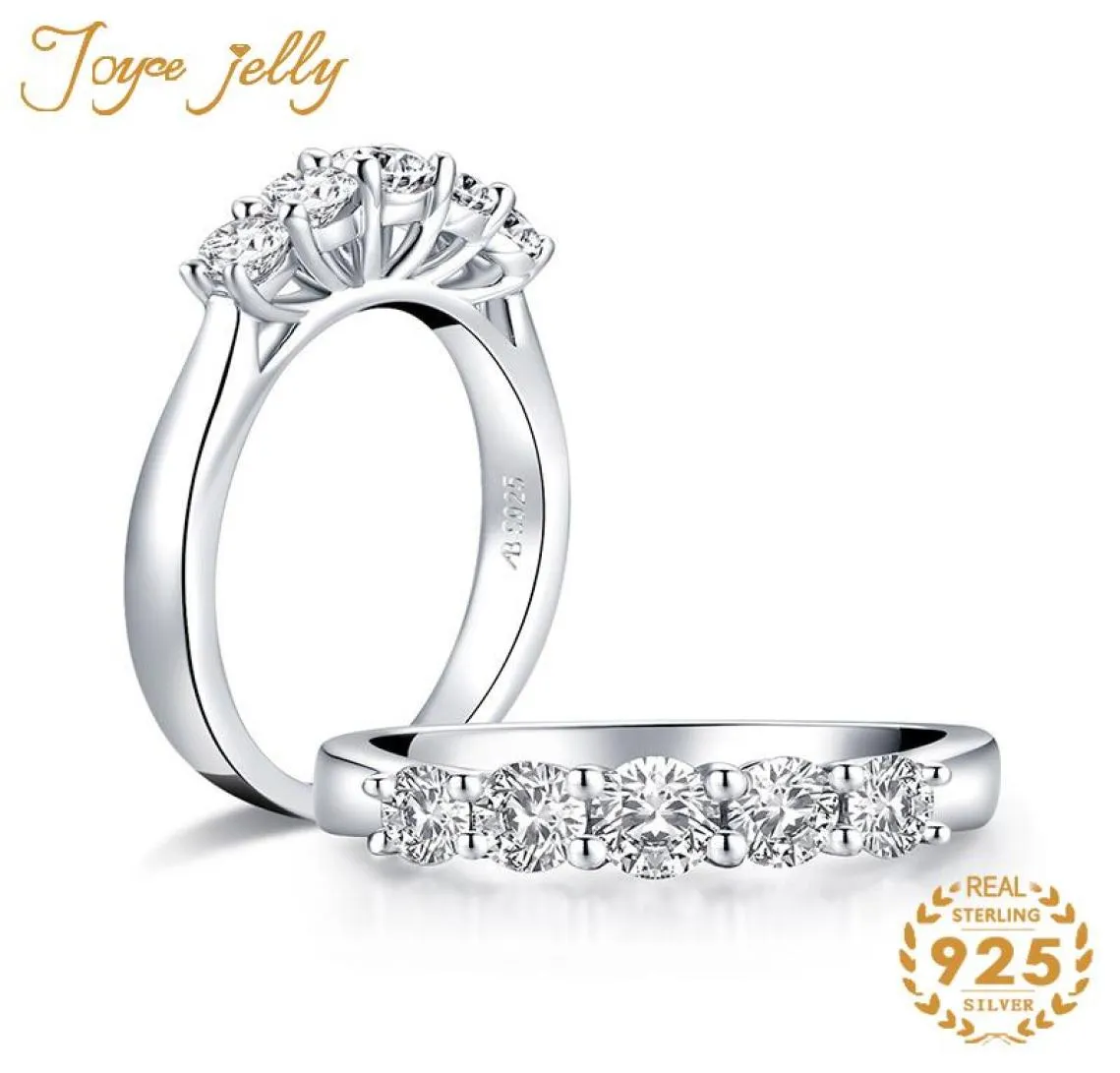 Cluster Rings JoyceJelly Trendy 925 Solid Silver Women Ring For Wedding Jewelry 5 Round Created Mossanites Fine Party Gifts helheter4389856