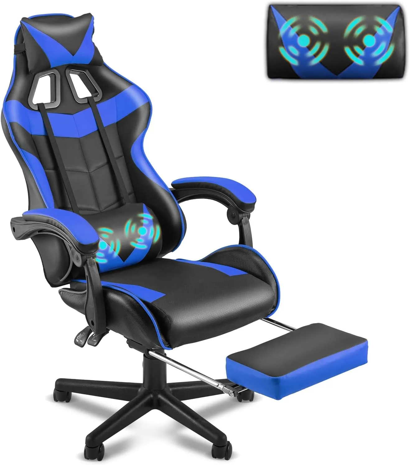 Autofull Ergonomic Gaming Chair with Lumbar Support and Footrest 