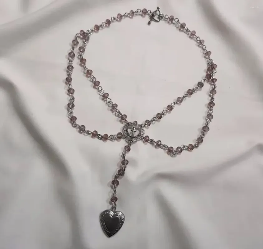 Chaînes en forme de coeur Po Box Collier Fairycore Fait à la main Y2k Cadeau Fée Magique Cottagecore Bijoux