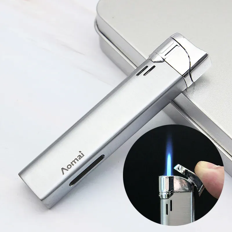 Arrival Genuine Aomai Compact Jet Butane Lighter Can See Butane Torch Wind-proof Lighters Green Flame Fashion Men And Women Lighting 12 LL