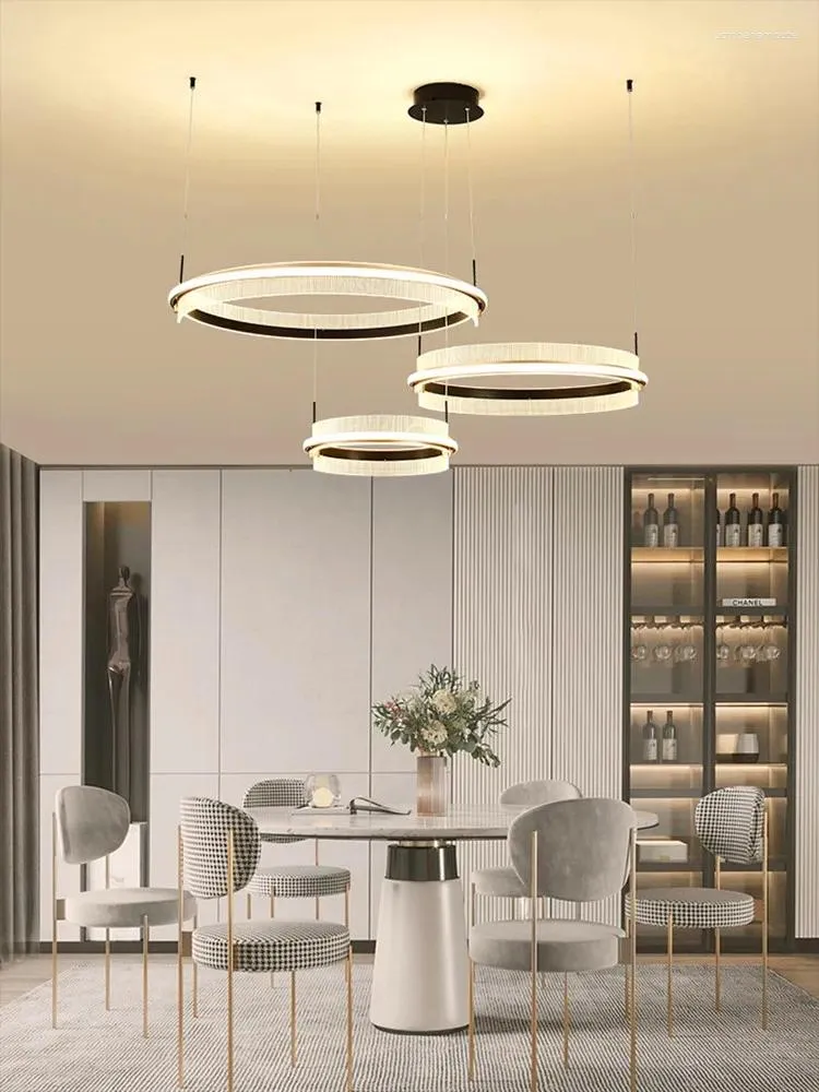 Lustres Moderne Led Anneau De Luxe Salon Lustre Décoration De La Maison Au-dessus De La Table À Manger Chambre À Coucher Trois Couleurs Éclairage