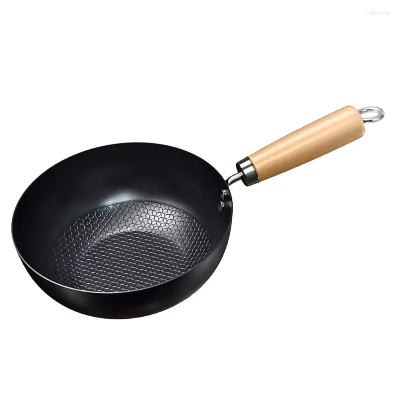 Pans Wok Kitchen Vaste de cuisine Saute Pan avec poignée pour les accessoires de poêle à gaz Camping sauté Mini