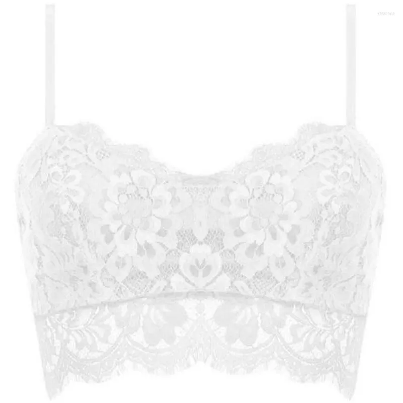 Women's Tanks Solid Lace Floral Unpadded Bralette Bra Bustier Crop-Tops Cami Tank S-XL