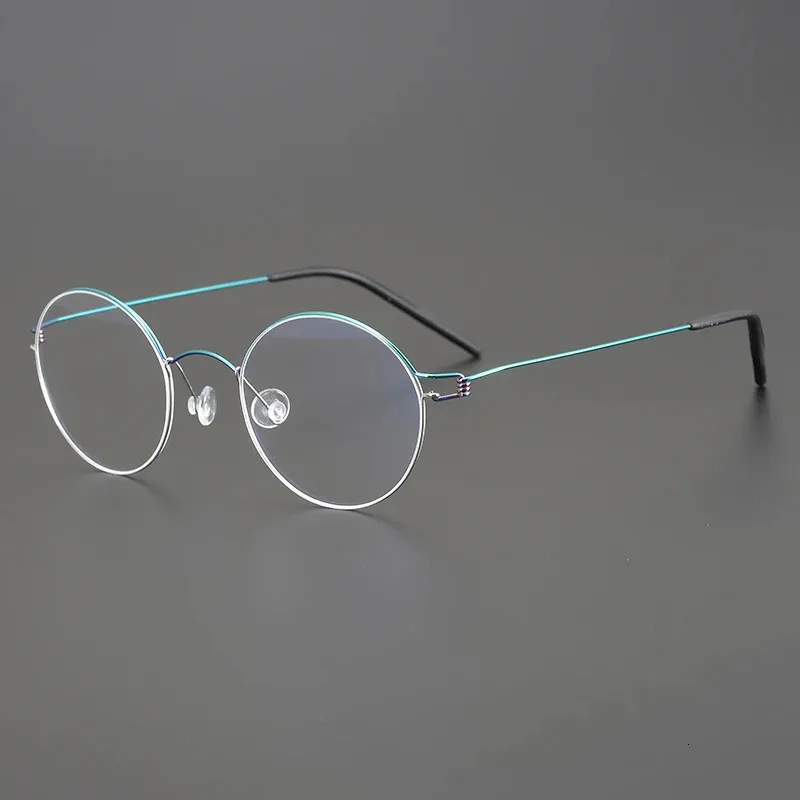 サングラスフレームデンマークブランドデザイナースクリューレス眼鏡レトロラウンドワイヤーエアリムメガネフレーム超軽量男性女性ミオピアアイウェア231123