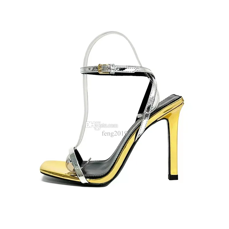 Mode Damen Sandalen Designer Luxus Echtes Leder 10cm Slim High Heels Rote Hochzeit Party Schuhe Größe 35-42 Mit Box