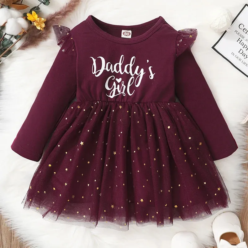 Mädchen Kleider 02 Jahre Kleinkind Baby Mädchen Pailletten Partykleid Kleinkind Langarm Prinzessin Frühling Festival Geburt Partykleidung 231124