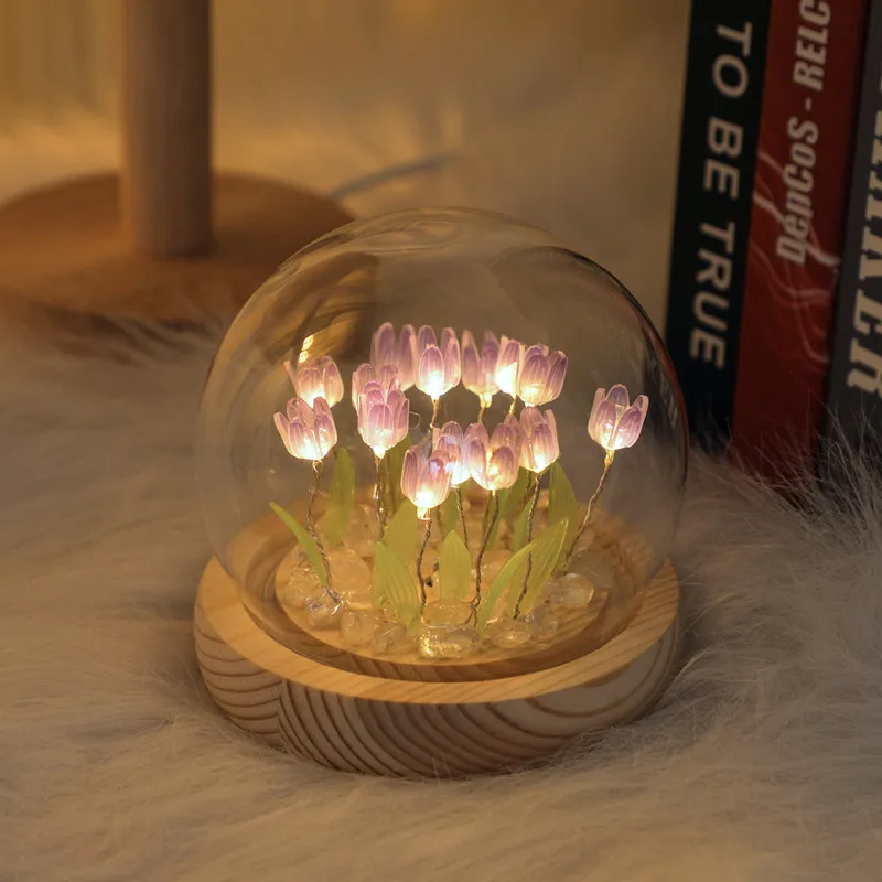 Tulip Night Light Battery Operated Flower Table Lamp LED Nightlight Bedside Light Simulation Flower Furniture Decoration for Home Desk Gifts