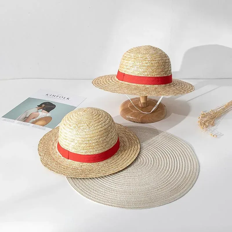 Caps & Hats Baby Cap One Piece Luffy Straw Hat For Children Anime Dress Up Parent-Child Sun Shade Performance