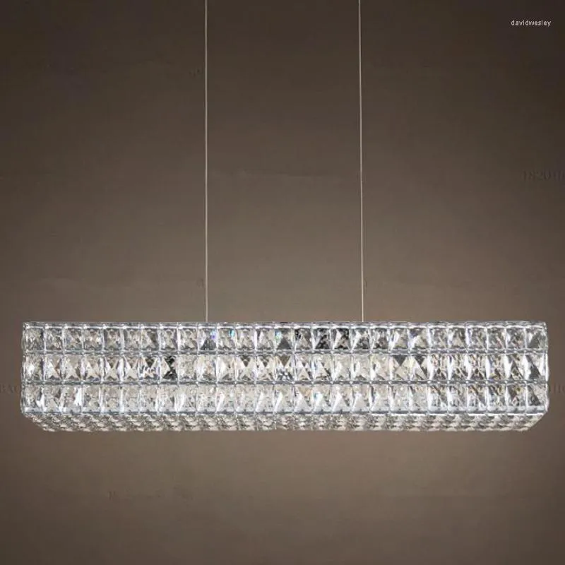 Ljuskronor Crystal Pendant Drplight LED Chandelier Lighting Stor rektangel vardagsrum El Luster Cristal Fixture