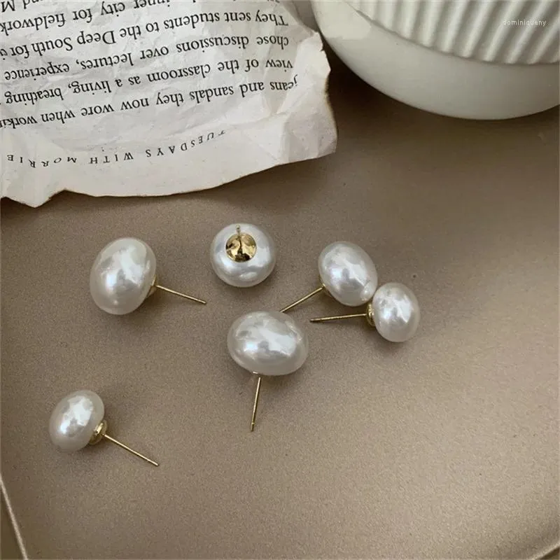 Dingle örhängen koreansk imitation pärla stud för kvinnor gyllene pläterade hypoallergena örhängen smycken gåvor grossist