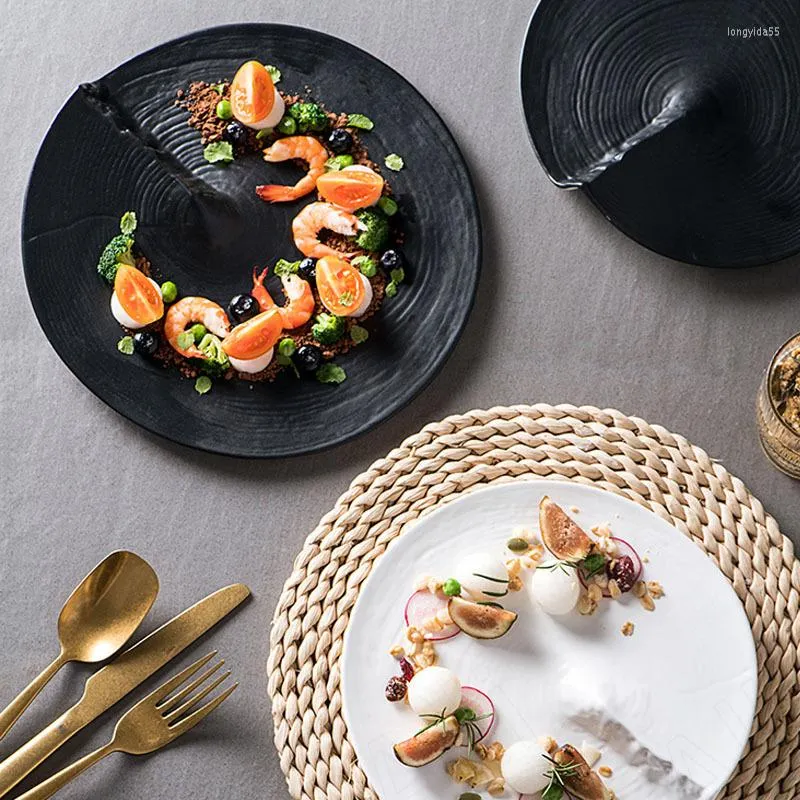 Platten Leichte Luxus-Keramikplatte Café Nachmittag Pan El Desktop Vergoldungsprozess Steakgericht Küchengeschirr