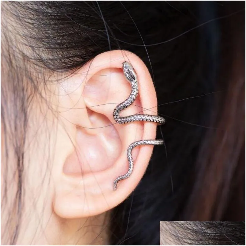 Polsino dell'orecchio Polsino dell'orecchio del serpente Clip non forata Orecchini a forma di serpente Clip per orecchini a forma di S Senza piercing Gioielli falsi Consegna di goccia Gioielli Dhokz