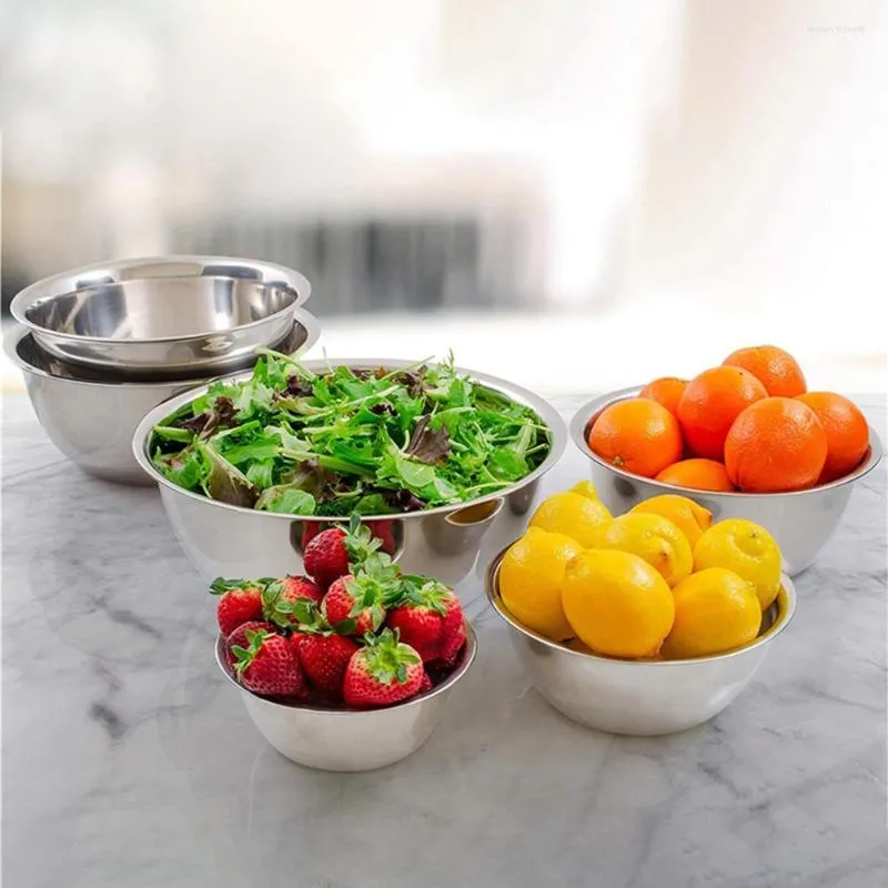 Bowls Household 5Pcs Eco-Friendly Stainless Steel Nesting Mixing Kitchen Salad Storage Container