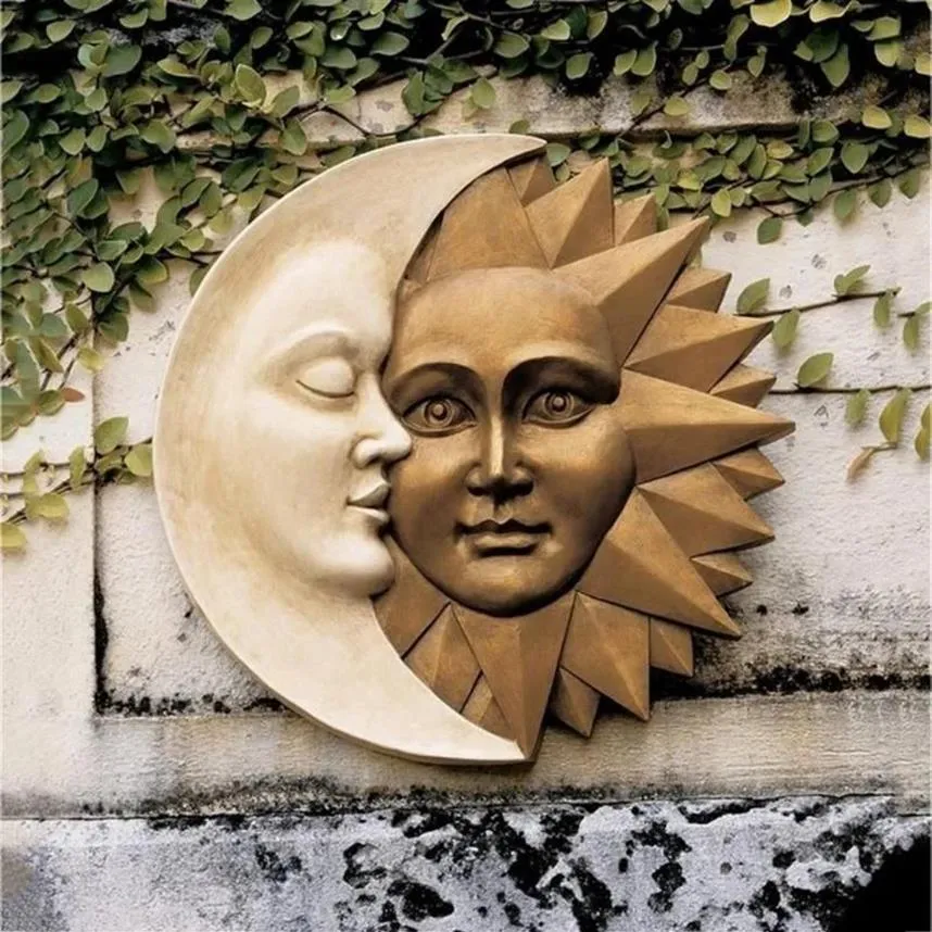 Neuheiten Artikel Sonne und Mond Wandskulptur himmlische Ikonen der Astronomie Gartendekoration Outdoor Catcher Vintage Home Ornament263U