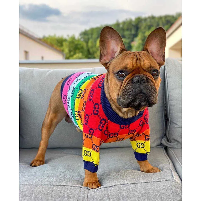 Ropa para perros Ropa Invierno Mascotas Mascotas Moda Arco iris Suéter Gato