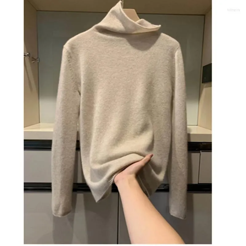 Damen Pullover Frauen Golddraht Kaschmir Wolle Pullover Ankunft Rollkragen Elastizität Pullover Weiblich Warm Weich Basic Pullover Solide Schlank Femme