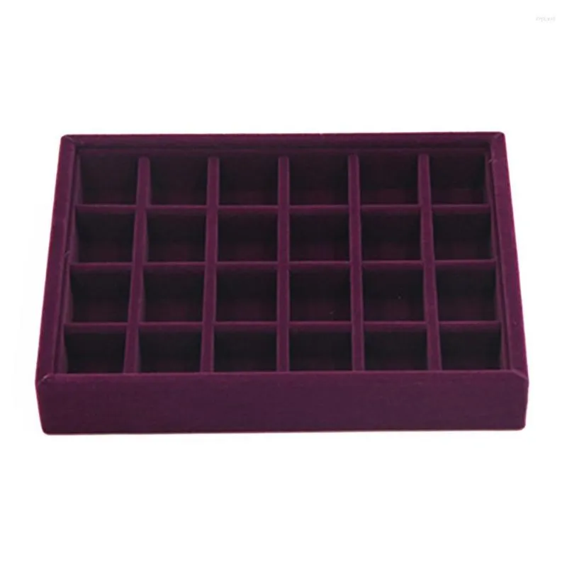 Jewelry Pouches Display Storage Box Earring Tray Accessories Showcase Multifunctional Pendant Necklace Organiser Holder Purple Velvet