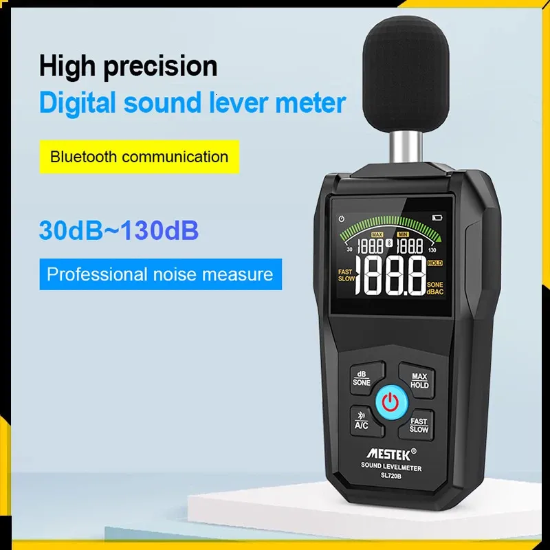 Lärmmessgeräte Digitaler Schallpegelmesser 30 ~ 130 dB Professioneller Sonometer-Lärmtester Handheld-Dezibeldetektor mit Bluetooth-Kommunikation 231123