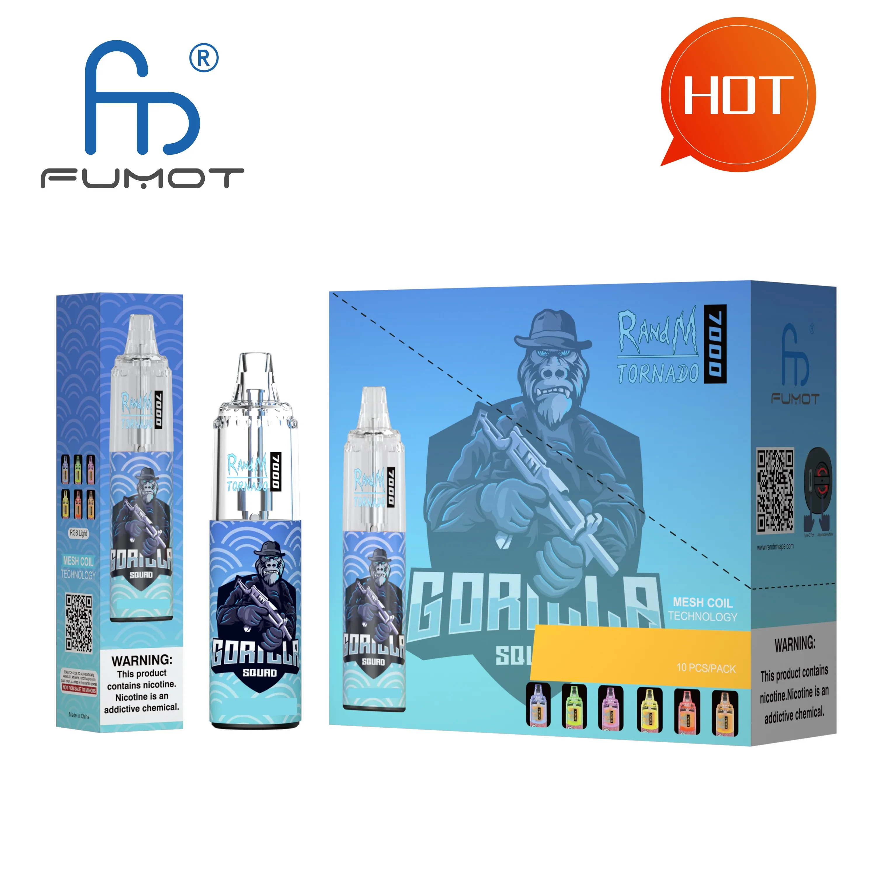 Tornado 7000 Einweg Vape Im Affen Design, 56 Farben Erhältlich, E Zigaretten Fabrik, Großhandel