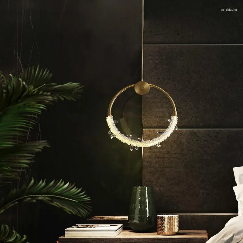 Lampes suspendues nordique LEDpost-moderne créatif minimaliste Restaurant lustre personnalité ronde chambre chevet cristal guirlande