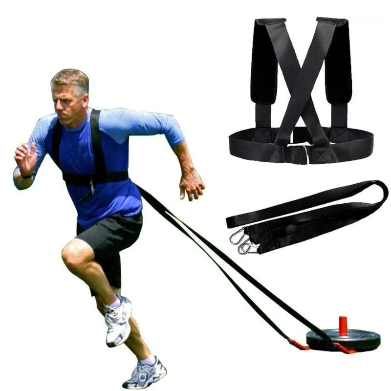 Accessories Fitness Sled Harness Tire Pulling Resistance Training Workout Adjustable Padded Shoulder Strap Black
