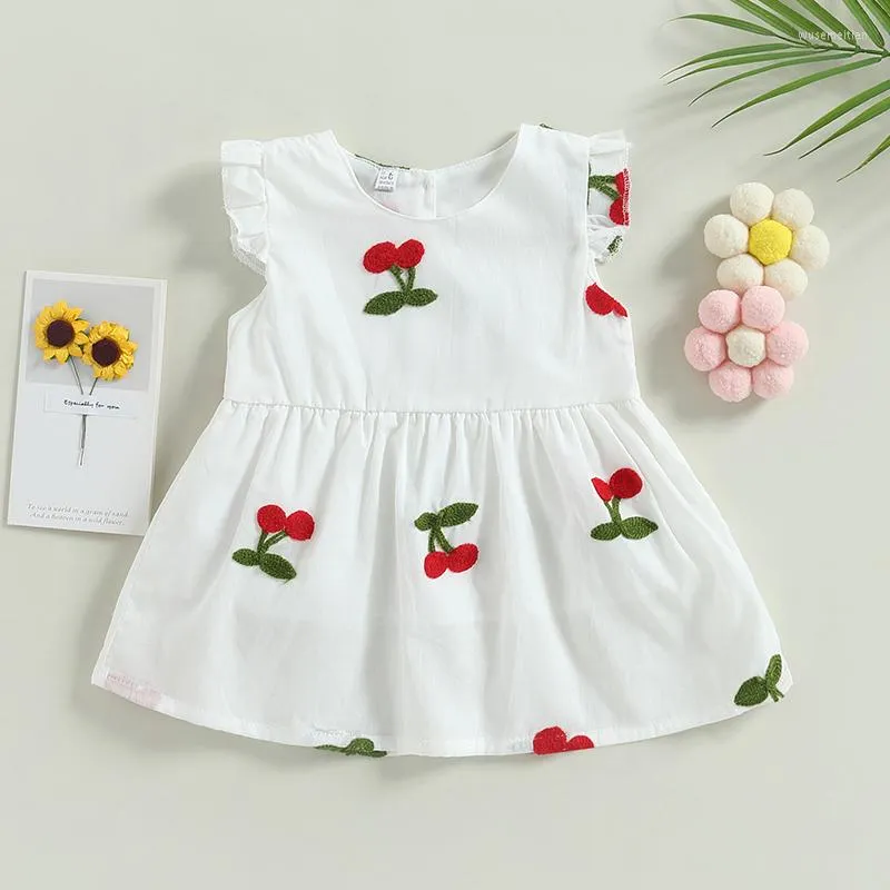 Robes de fille Mababy 9M-3Y enfant en bas âge bébé enfants filles robe fraise cerise imprimer une ligne pour les vêtements de plage d'été D01